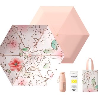 美度MAYDU   超轻口袋小巧晴雨伞太阳伞五折遮阳伞UPF50+ 粉晶絮雨M5208