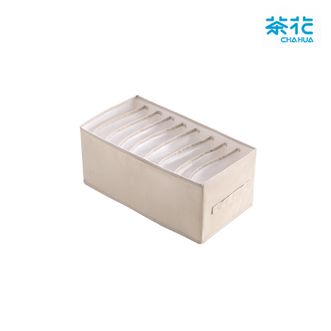 茶花  收纳箱衣服裤子收纳盒筐布艺内衣柜储物折叠分层整理分隔神器9格