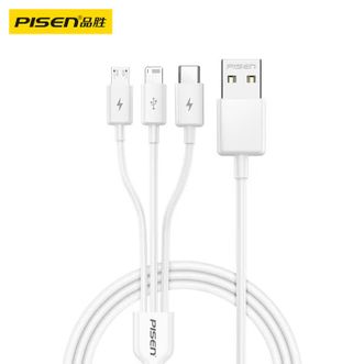 品胜(PISEN)  三合一数据线1.2米 白色 AP07-1200 云初白
