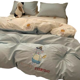 九洲鹿  A类抑菌纯棉被套被罩单条装 200x230cm 橄榄象 JBT136