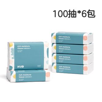 可优比（KUB）  乳霜保湿纸巾婴儿云柔巾乳霜纸巾宝宝超柔纸巾新生专用保湿纸巾-100抽*3包/提*2提