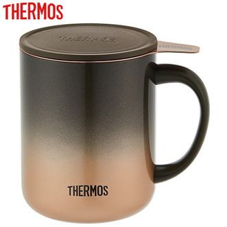膳魔师（THERMOS）  400ml容量茶漏把手杯 商务办公泡茶杯 配镀钛单耳茶漏 咖啡杯马克杯家用办公室用简约泡茶水杯 日暮金