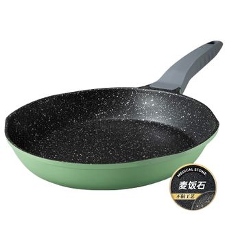 炊大皇/Cookerking  煎锅 麦饭石色煎锅无油烟平底不粘锅牛排煎饼煎蛋锅电磁炉燃气通用 J26D-ZQ（26cm）