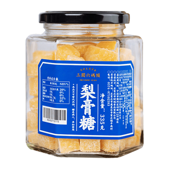 三关六码头  梨膏糖 古法熬制手工秋梨糖膏 甘润咽喉清甜薄荷味 糖果零食335g*1罐