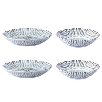 美浓烧（Mino Yaki）  日本进口餐具盘子窑变冰花似锦家用深盘4件套釉下彩工艺