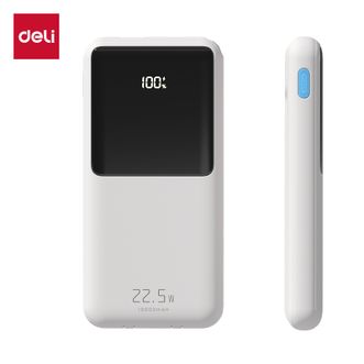 得力/Deli  AK410-L 3C认证10000mAh充电宝双向快充数显自带线移动电源