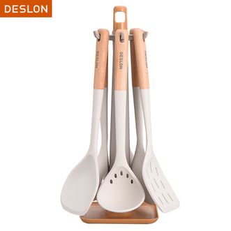 德世朗（DESLON）  厨房小工具硅胶铲勺食品食用级沐白硅胶厨具七件套