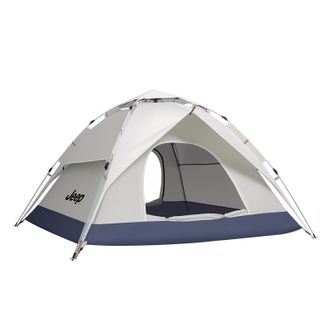 Jeep  帐篷户外露营便携式速开可折叠野营野外防风雨过夜露营装备新款 2.1cm涂银双层速开帐篷米白