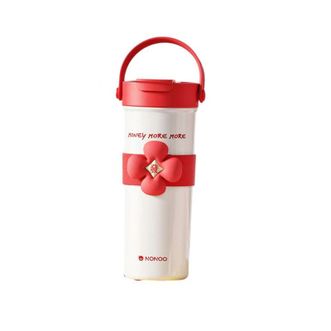 NONOO  钱多多拎拎杯保温杯316不锈钢高颜值水杯 发财红600ml  NS600L1