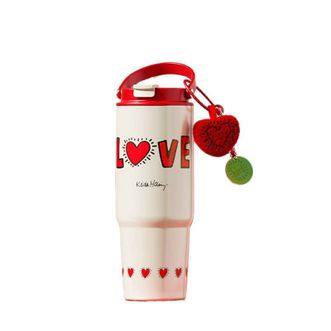 格沵/germ  冰霸保温杯便携高颜值大号吸管水壶大容量杯子便携巨无霸水杯 跳动的爱心  820ml    GE-KH24AW-B127