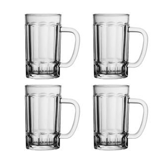 拜杰  啤酒杯扎啤玻璃杯 竖纹精酿大容量酒 400ml*4只装