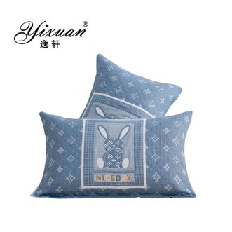 逸轩/yixuan  AB纱全棉枕巾-花兔蓝-52*78cm一对装