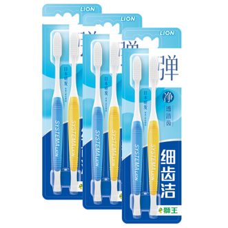 狮王（Lion）  细齿洁弹净透牙刷 2支装/盒*3组