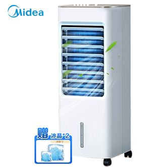 美的（Midea）冷风扇 家用制冷器降温无叶风扇轻音低燥立式落地扇大风量加湿水冷塔扇 【白色 加湿净化 】AAB10A