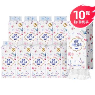 蓝漂  悬挂式抽纸  4层320抽10提加厚面巾卫生家用纸巾餐巾纸整箱