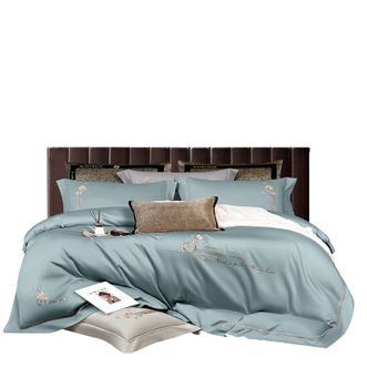 芳恩/faunen  100支长绒棉轻奢四件套床上用品套件床单枕套被套200*230cm FN-Z8049 天兰