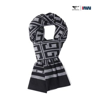 七匹狼/Septwolves  冬季新款加厚保暖围巾围脖黑灰色新配饰