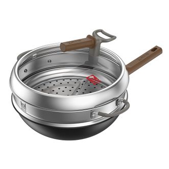 康巴赫  钛香铁锅32cm（带蒸屉、蘑菇铲、防烫夹）