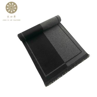京四界  羊毛混纺围巾 黑色+灰色竖条 JSJD6-011-05