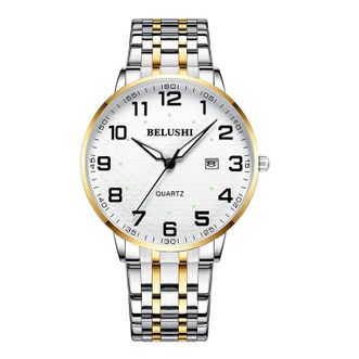 乔治伯爵-大数字时尚气质精钢石英表-女款-金壳白面钢带B-559