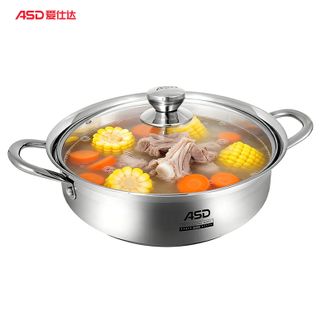爱仕达/ASD  不锈钢清汤火锅30cm 家用304不锈钢火锅8.2L大容量汤锅
