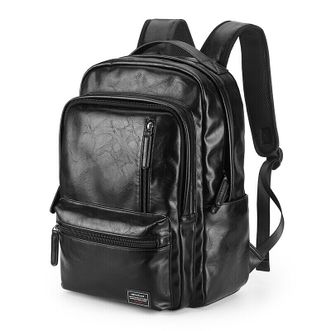 稻草人 男士双肩包潮流多功能笔记本14英寸电脑包休闲出差大容量防泼水旅行背包休闲书包6941237360229黑色