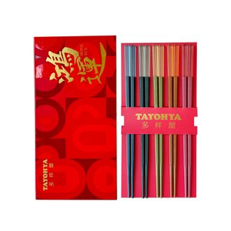 多样屋（TAYOHYA）  筷子 抗菌玻璃家用分餐防滑筷防霉耐高温一人一筷高颜值礼盒装 琉光虹彩合金筷10双礼盒  TA030103242ZZ