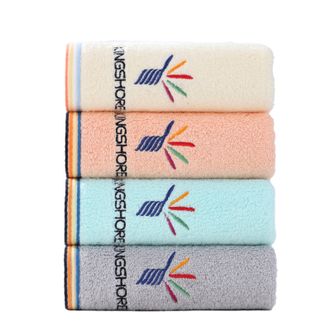 金号  高端纯棉家用成人男女洗脸毛巾全棉情侣柔软吸水绣花金号LOGO不易掉毛 蓝红黄灰4件装