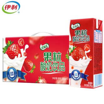伊利  优酸乳果粒酸奶饮品245g*12盒/箱  草莓味