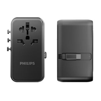 飞利浦/Philips  85W快充出国转换插头/多国通用旅行插座转换器/英欧美澳标日本韩国新加坡适用/1A3C+1C带线 SPB1011B/93