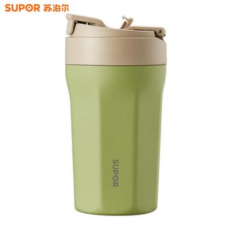 苏泊尔（SUPOR）  一盖双饮保温杯450ml 户外便携陶瓷覆层内胆咖啡杯保温水杯KC-45KM10薄荷绿