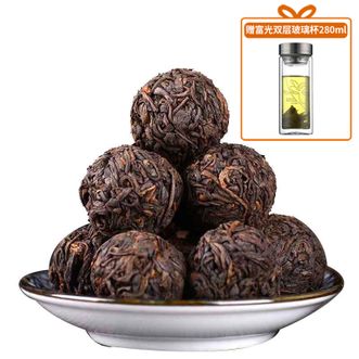 美田  木香熟茶龙珠手工揉捏约8g/颗100克装赠富光杯