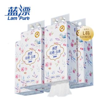 蓝漂  悬挂式抽纸4层320抽*5提  加厚餐巾纸家用实惠装面巾纸卫生纸  花语悬挂式抽纸