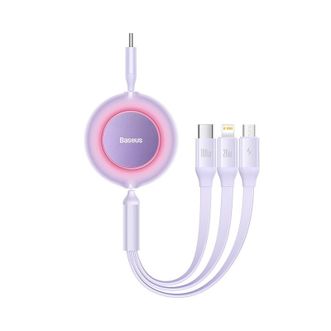 Baseus  倍思明镜系列三合一快充充电线  1.1米  USB to M+L+C  一拖三快充数据线