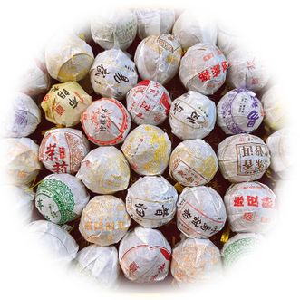 美田  龙珠普洱茶茶叶组合装 熟生普洱红茶等随机60颗（30颗*2份）