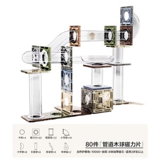 贝易/BEIE  儿童管道木球磁力片80片装益智玩具