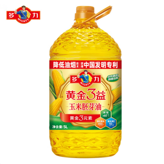 多力  食用油5L 黄金3益玉米油含维生素A  精选玉米胚芽原料