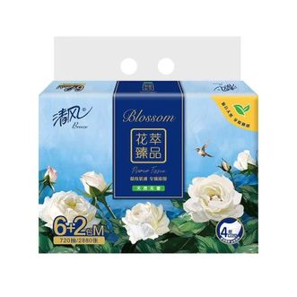 清风  4层90抽/包x8包M花萃臻品抽取式面巾纸抽纸 BR42MHC