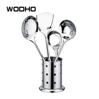 万德霍/WODHO  贵夫人五件套家用不锈钢锅铲漏勺汤勺饭铲筷子桶五件套 WDH-G0140301