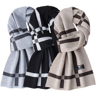 七匹狼/Septwolves  男士冬季条纹保暖围巾  韩版百搭轻柔舒适不扎围脖  黑灰/浅灰/咖啡