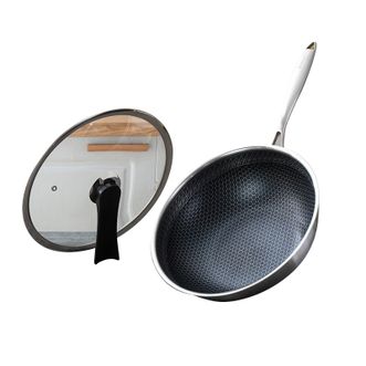 佰造BAIZAO  蜂晶不锈钢炒锅 BZ-BC901 内径30cm防烫把手 无涂层家用炒菜锅