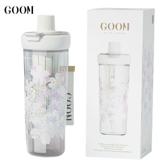 格沫/GOOM  艺术家系列水杯820mL 高颜值吸管杯大容量果茶杯户外便携随行杯塑料杯子 雪樱白