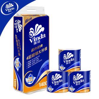 维达  蓝色经典超韧卷纸 4层140克10卷*1提 有芯卷纸厚韧卫生纸 卷筒纸纸巾厕纸卷纸