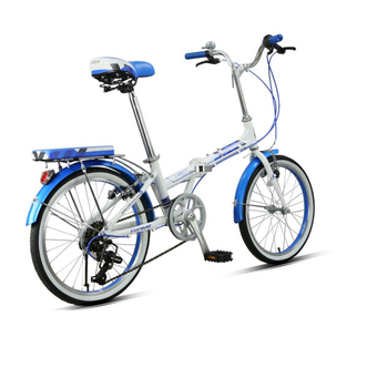 永久7变速20英寸折叠自行车铝合金车架男女式成人轻便学生单车城市通勤车 蓝色