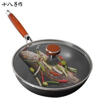 十八子作 炒锅家用大师艺有钛炒锅 32cm不易锈炒菜锅受热均匀耐高温 十八子作 炒锅家用大师艺有钛炒锅 32cm不易锈炒菜锅受热均匀耐高温
