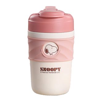史努比（SNOOPY）  400ml咖啡杯316不锈钢保温杯陶瓷内胆大容量泡茶杯吸管杯水杯SNP6091颜色随机