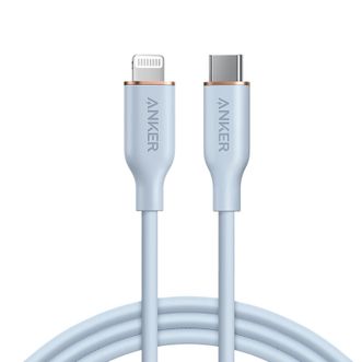 安克  苹果充电线  手机快充数据线  亲肤硅胶线  type-c转lightning  0.9m  蓝色