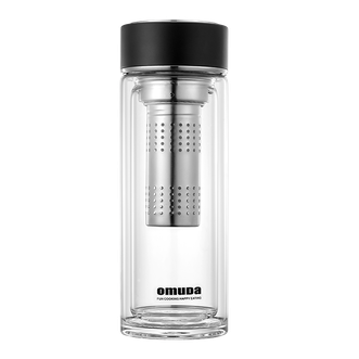 欧美达（OMUDA）  巴赫系列-双层水晶玻璃杯无铅杯双层隔离花茶杯防烫防漏茶杯子350ML   OSB846