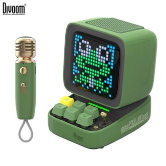 点音Divoom  像素麦克风K歌音箱 DitooMic 复古电脑桌面摆件 便携蓝牙小型音响 一体户外唱歌带无线话筒 科技感摆件创意礼物（带麦克风）绿色