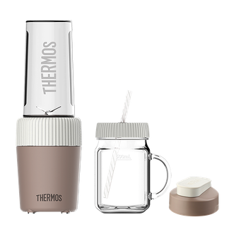 膳魔师（THERMOS）  双杯料理机果汁机榨汁杯果汁杯便携式榨汁机随行杯 智能电器搅拌机料理机水果杯辅食机EHA-2263A-SP棕色